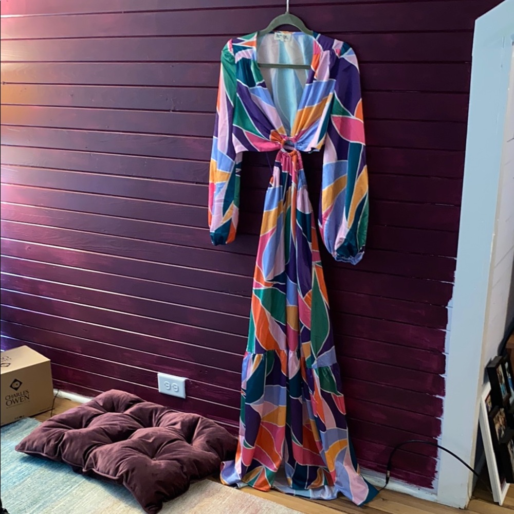 Peach Love California | Gemstone colors maxi gown, cutout back and sides, size S